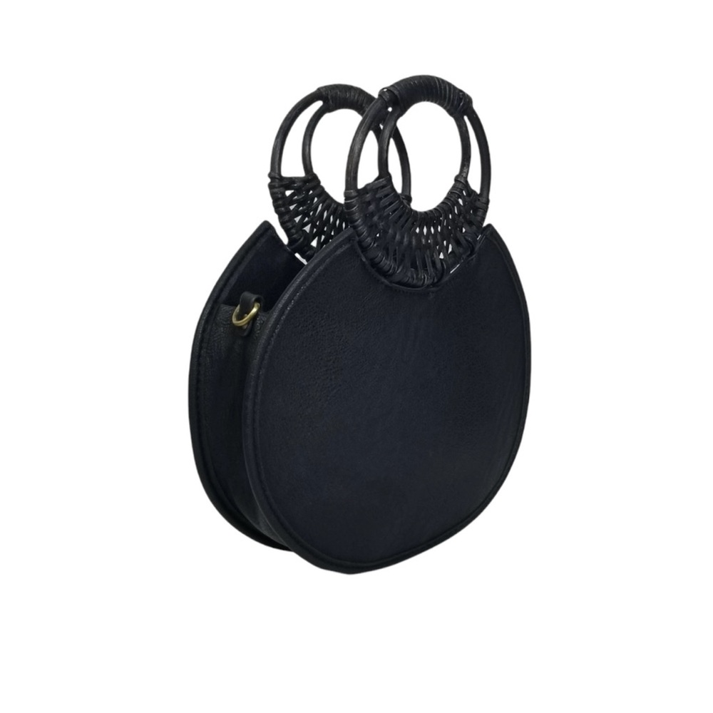 ANTHROPOLOGIE Womens Marianne Black Woven Crossbody Circle Bag - Picture 4 of 12